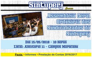 Assembleia Geral Ordinária dos sindicalizados do Sintuperj @ Auditório 11 - Campus Maracanã da Uerj